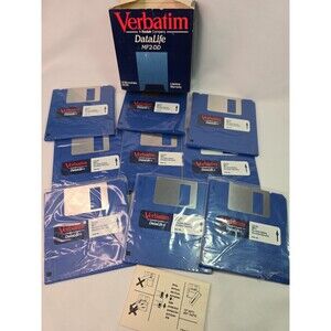 Box of 9 MF2-DD Verbatim DataLife DS,DD, 80tracks,135tpi Floppy Disks,Microdisks